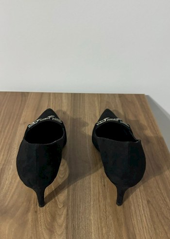 39 Beden siyah Renk London & London Siyah Tokalı Stiletto Kadın Klasik Ayakkabı