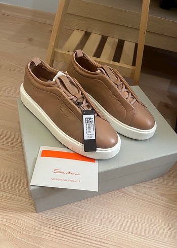 Santoni Vakko Kadın Bej Deri Spor Ayakkabı