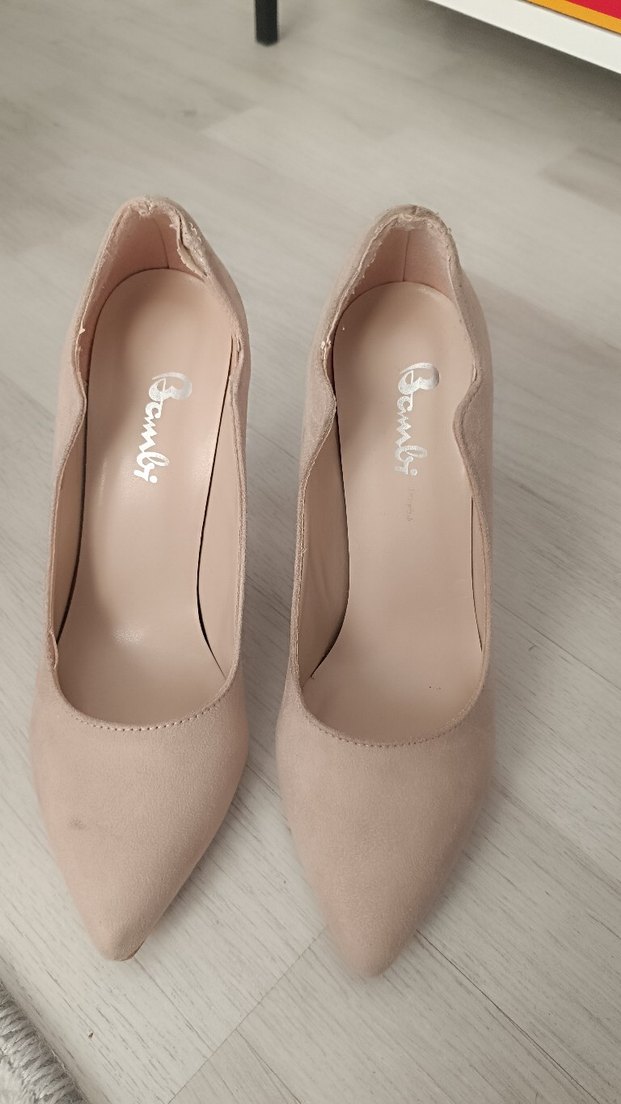 Bej Süet Stiletto Kadın Topuklu Ayakkabı - Görsel 2