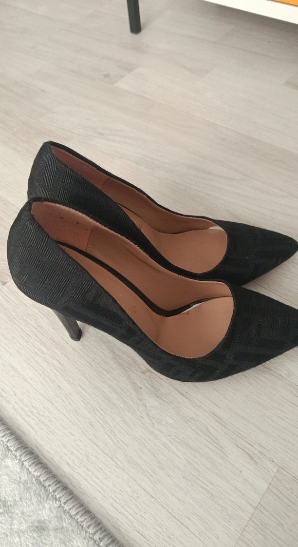 Siyah Denim Stiletto Kadın Ayakkabı - Görsel 2