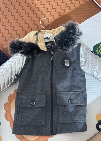 Gri Erkek Çocuk Kürklü Sokak Stili Kaban - Görsel 2