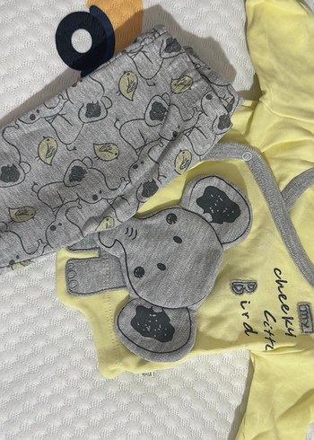 Mavi Bebek Tulum ve Şapka Seti, Uzun Kollu, Fiyonklu - Görsel 3