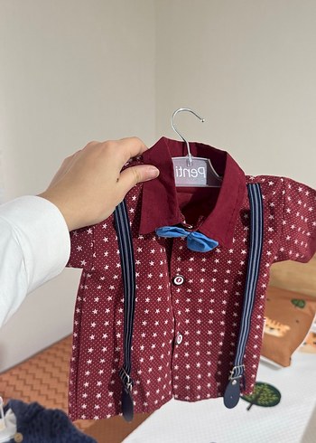 Bordo Yıldız Desenli Bebek Takım - Görsel 2