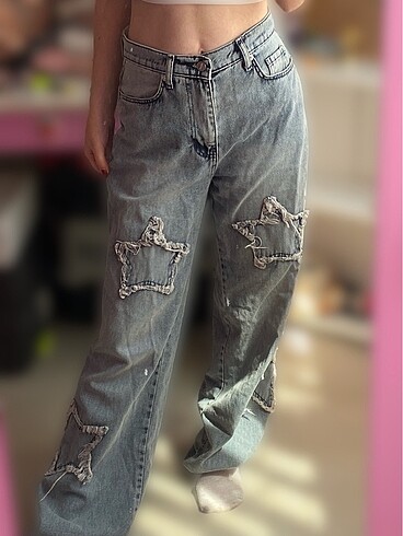 Diğer y2k yıldız detaylı baggy jeans pantolon