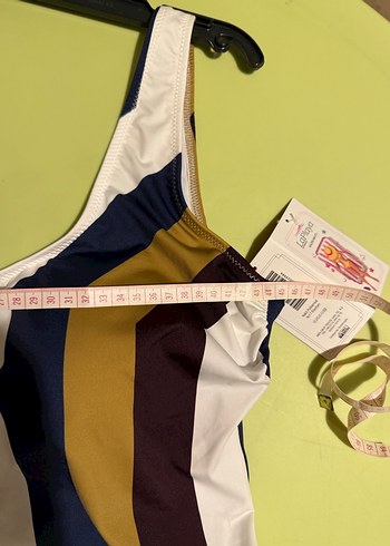 Çizgili Lacivert Kadın Mayo - Görsel 3