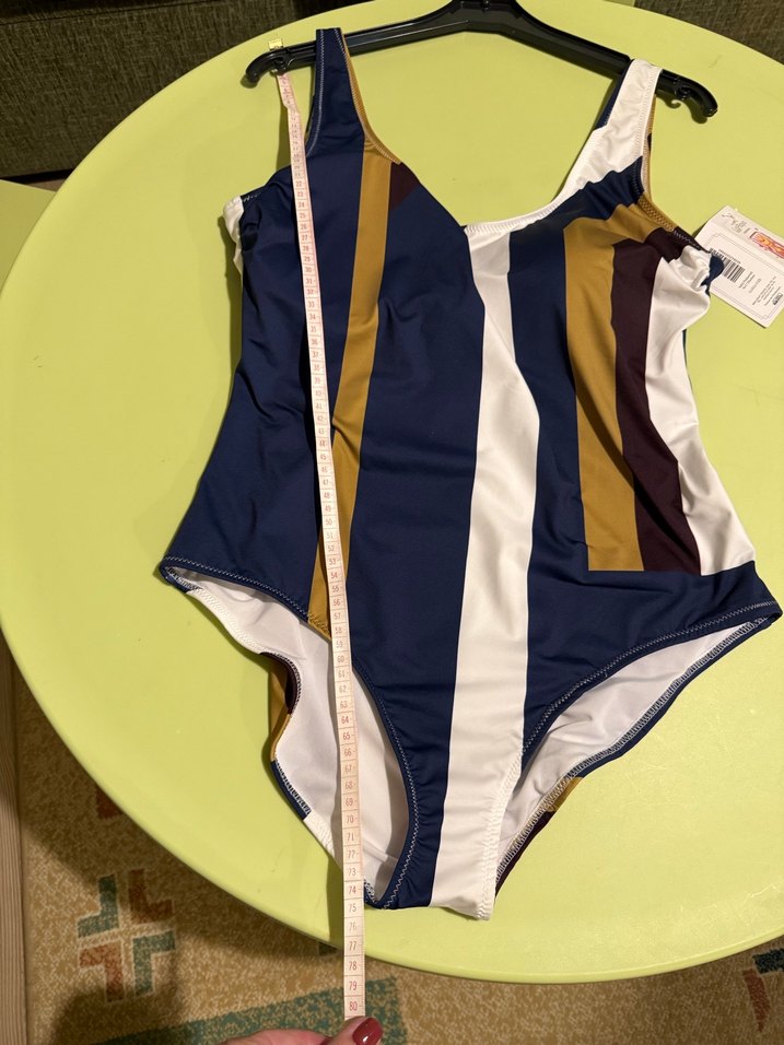 Çizgili Lacivert Kadın Mayo - Görsel 2