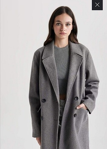 Defacto Gri oversize kaşe kaban