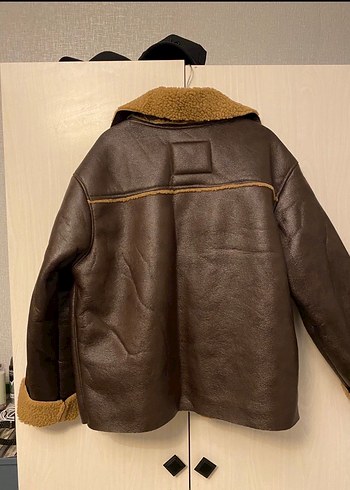 Kahverengi Kürklü Deri Ceket tertemiz - Görsel 2
