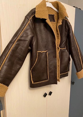 Kahverengi Kürklü Deri Ceket tertemiz - Görsel 3