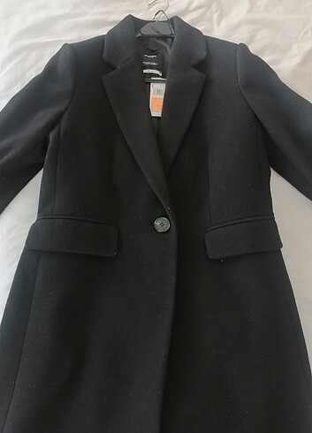 s Beden siyah Renk Mango etiketli yün karışımı kaban