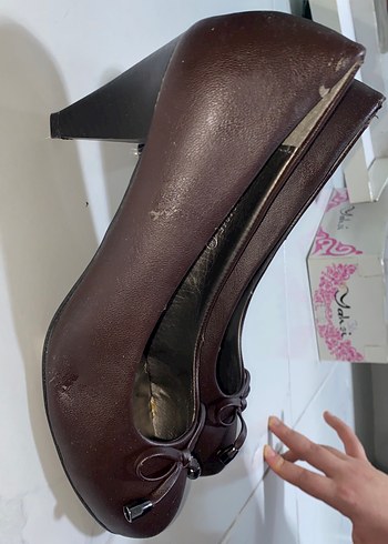 Kahverengi Deri Kadın Dolgu Topuklu Stiletto - Görsel 3