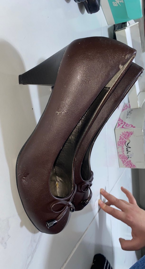 Kahverengi Deri Kadın Dolgu Topuklu Stiletto - Görsel 3