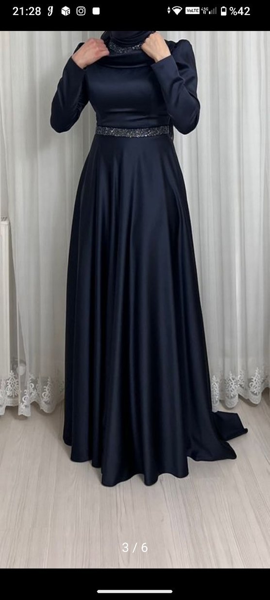 Siyah Uzun Drapeli Gotik Abiye Elbise - Görsel 2