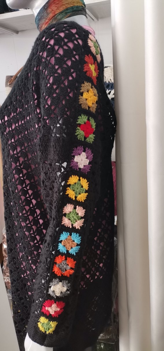 Bohem Çok Renkli Uzun Örgü Kazak - Görsel 3