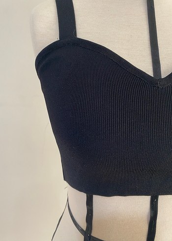 Siyah Gotik Strappy Büstiyer - Görsel 2