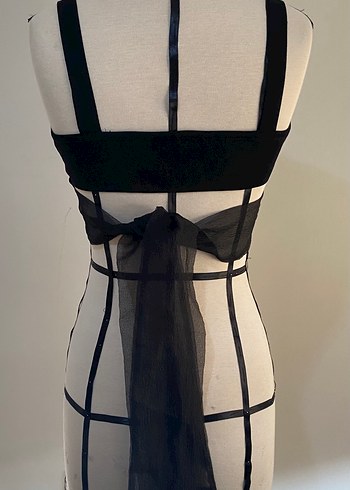 Siyah Gotik Strappy Büstiyer - Görsel 4