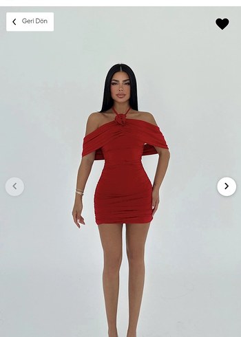 Diğer Kırmızı Drapeli Mini Straplez Elbise