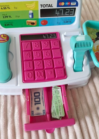 Beden Pastel Pembe Eğitim Oyuncak Market Kasası