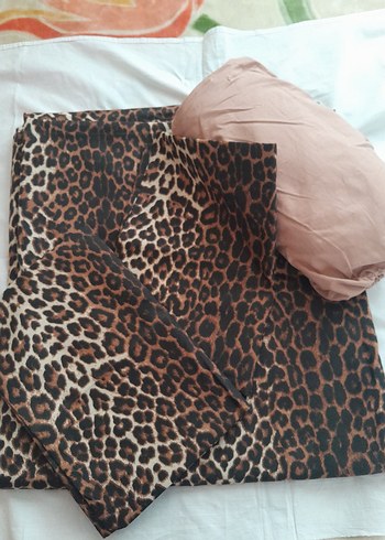 Beden Kahverengi Leopar Desenli nevresim takımı