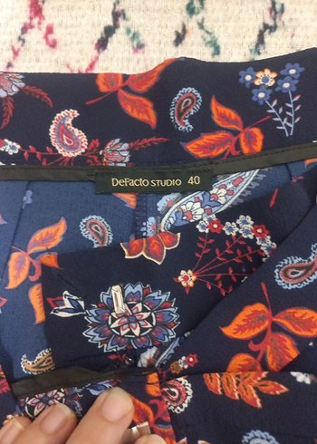 Bohem Çok Renkli Bol Kesim Kumaş Pantolon - Görsel 4