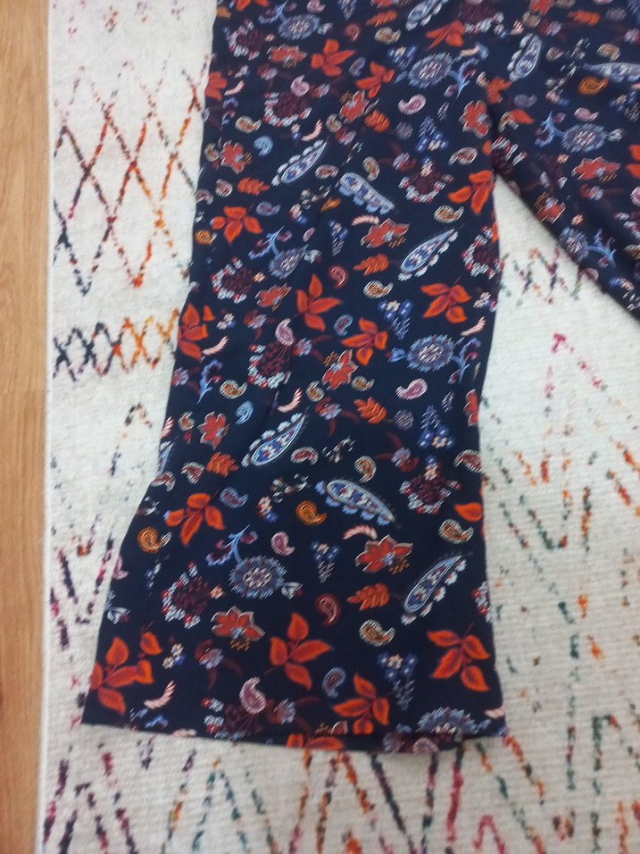 Bohem Çok Renkli Bol Kesim Kumaş Pantolon - Görsel 2