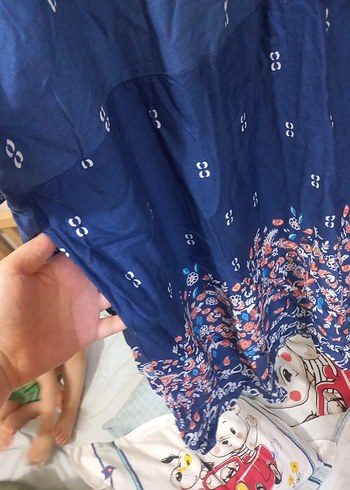 Mavi Bohem V Yaka Uzun Elbise - Görsel 6