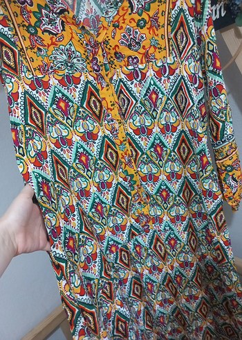 Renkli Bohem Uzun Elbise - Görsel 5