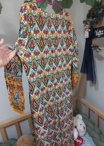 Renkli Bohem Uzun Elbise - Görsel 6
