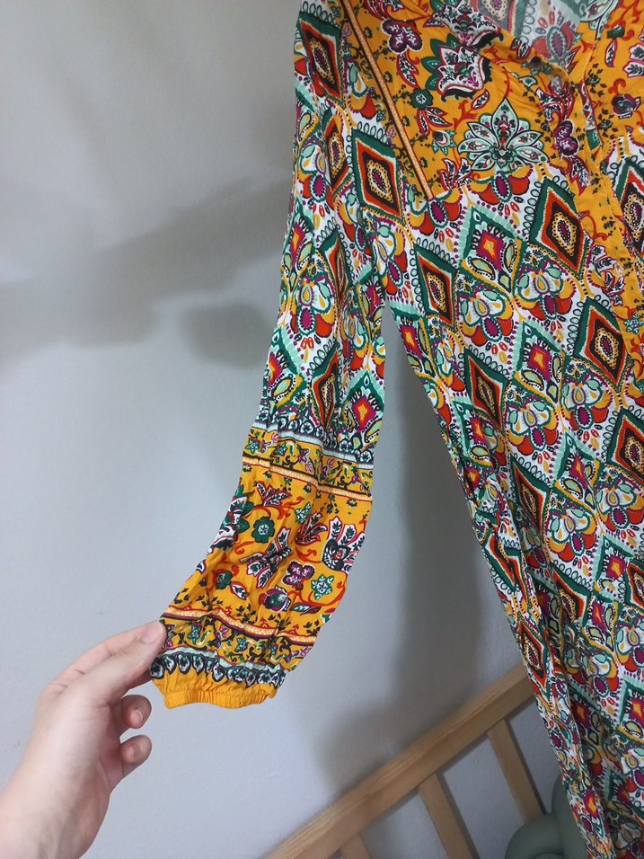 Renkli Bohem Uzun Elbise - Görsel 4