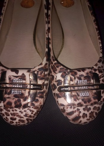 Leopar Desenli Tokalı Bej Kadın Babet - Görsel 2