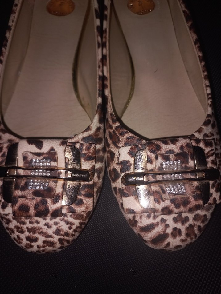 Leopar Desenli Tokalı Bej Kadın Babet - Görsel 2