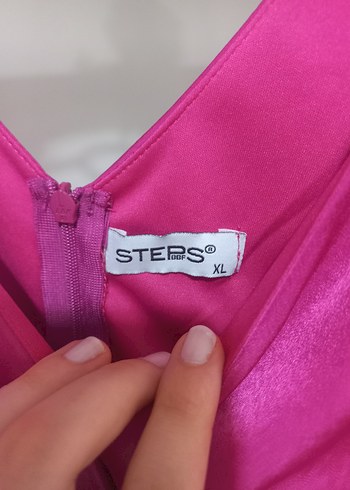 Pembe V Yaka Drapeli Abiye Elbise - Görsel 6