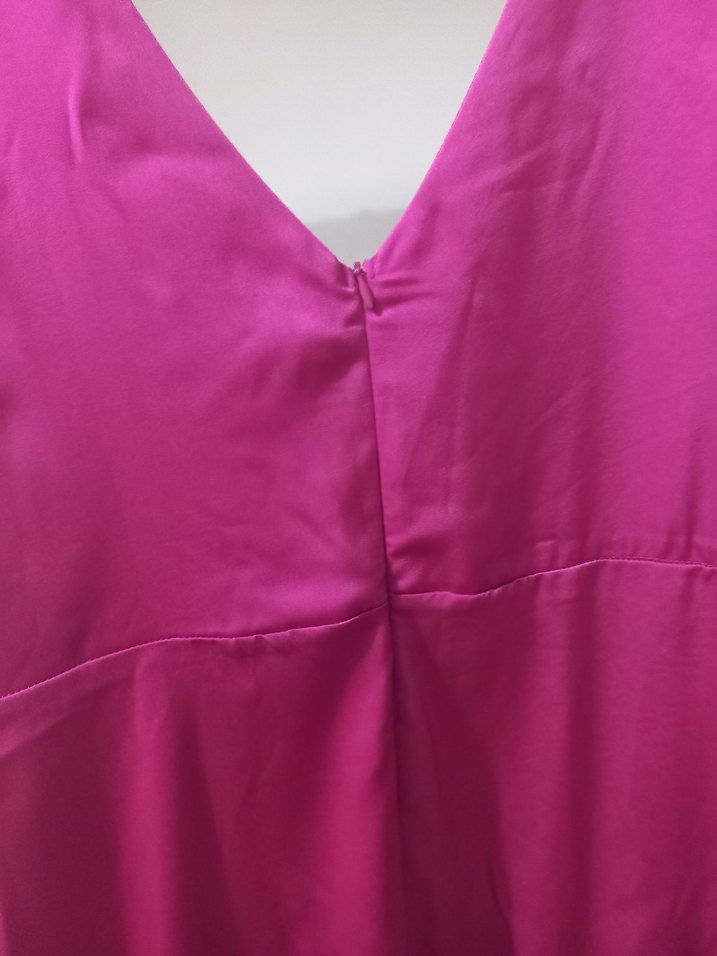 Pembe V Yaka Drapeli Abiye Elbise - Görsel 5