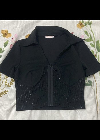 Fermuarlı Siyah Mini Bluz - Görsel 4