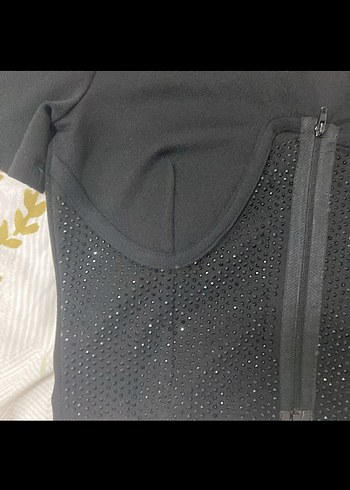 Fermuarlı Siyah Mini Bluz - Görsel 3