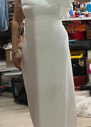 Beyaz A Kesim Uzun Gelinlik - Görsel 4