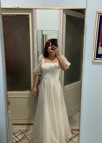 Omuzları Açık Mini Gelinlik - Görsel 2