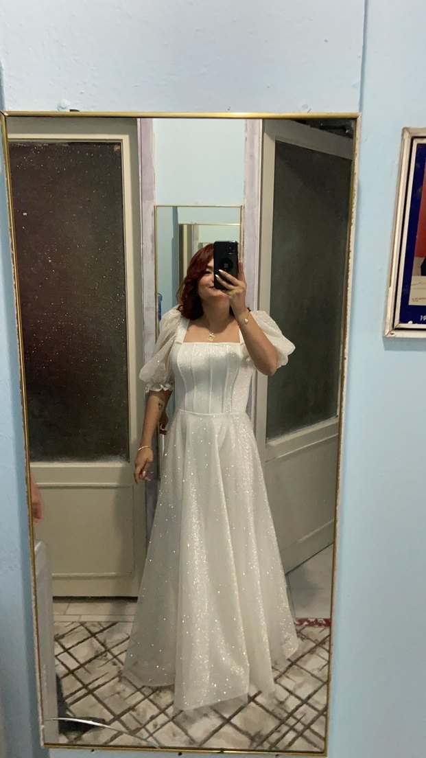 Omuzları Açık Mini Gelinlik - Görsel 2