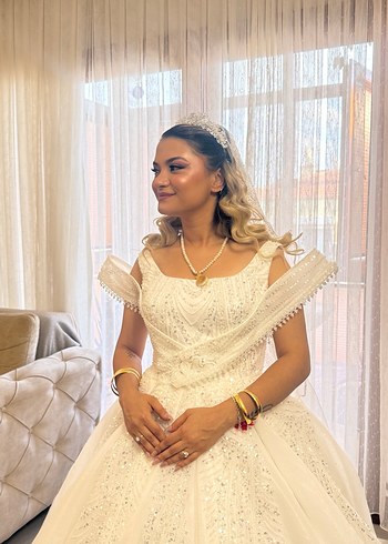 Klasik Prenses Beyaz Gelinlik - Görsel 4