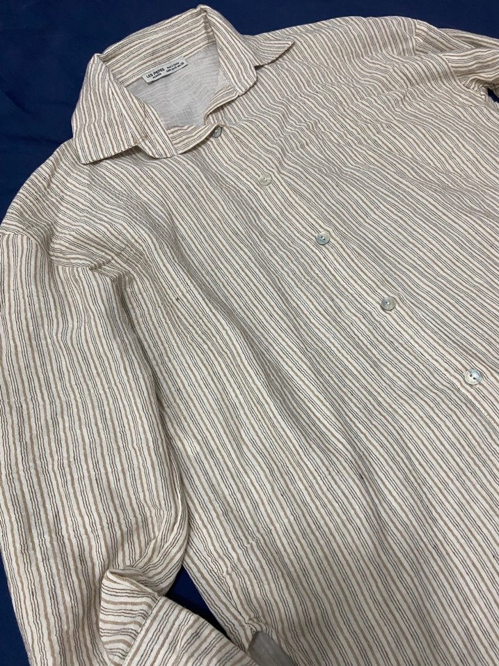 Bej Keten Kadın Gömlek Uzun Kollu - Görsel 2