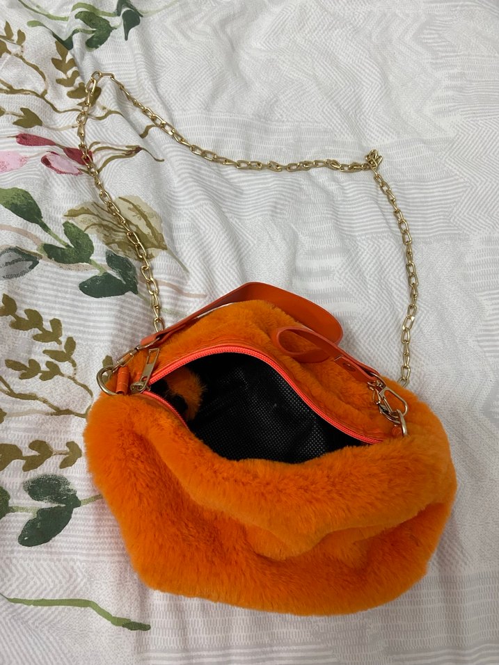Turuncu Kürklü Kadın Omuz Çantası - Görsel 2