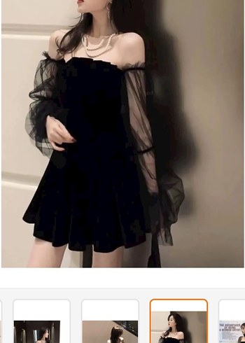 Siyah Gotik Elbise - Görsel 5