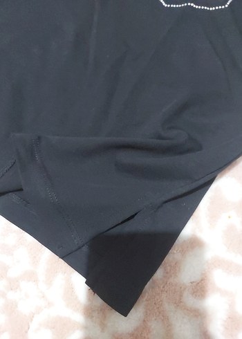 m Beden siyah Renk ipekyol Siyah Pamuklu Cepli Kısa Kollu Tişört