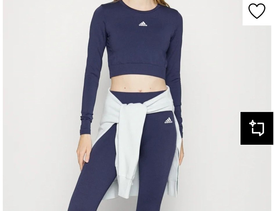 adidas 0 Lacivert Uzun Kollu Crop Üst - Görsel 3