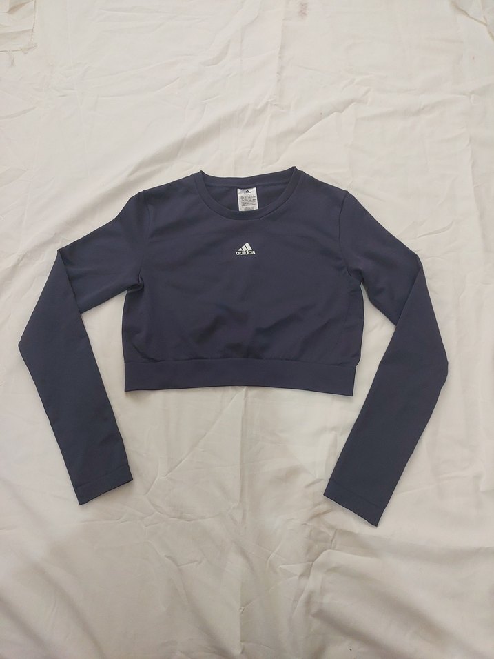 adidas 0 Lacivert Uzun Kollu Crop Üst - Görsel 4