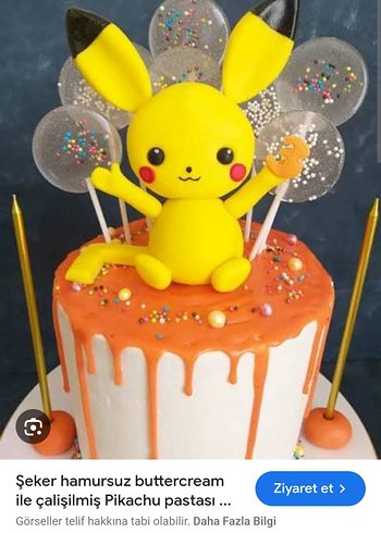 Sarı Pikachu Figürlü Pasta