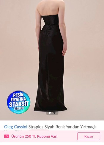 Oleg Cassini Oleg Cassini Straplez Siyah Uzun Elbise