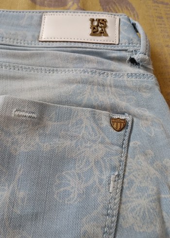 Gri Batik Desenli Bol Kesim Midi Kot Pantolon - Görsel 5