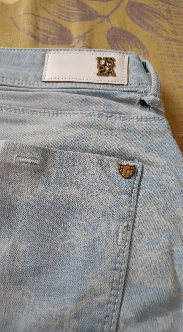 Gri Batik Desenli Bol Kesim Midi Kot Pantolon - Görsel 5