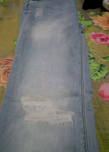 Düğmeli Gri Midi Kadın Kot Pantolon - Görsel 2